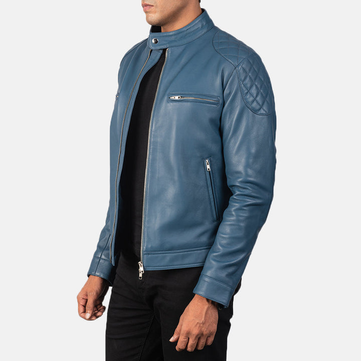 Gatsby Blue Leather Biker Jacket image 0