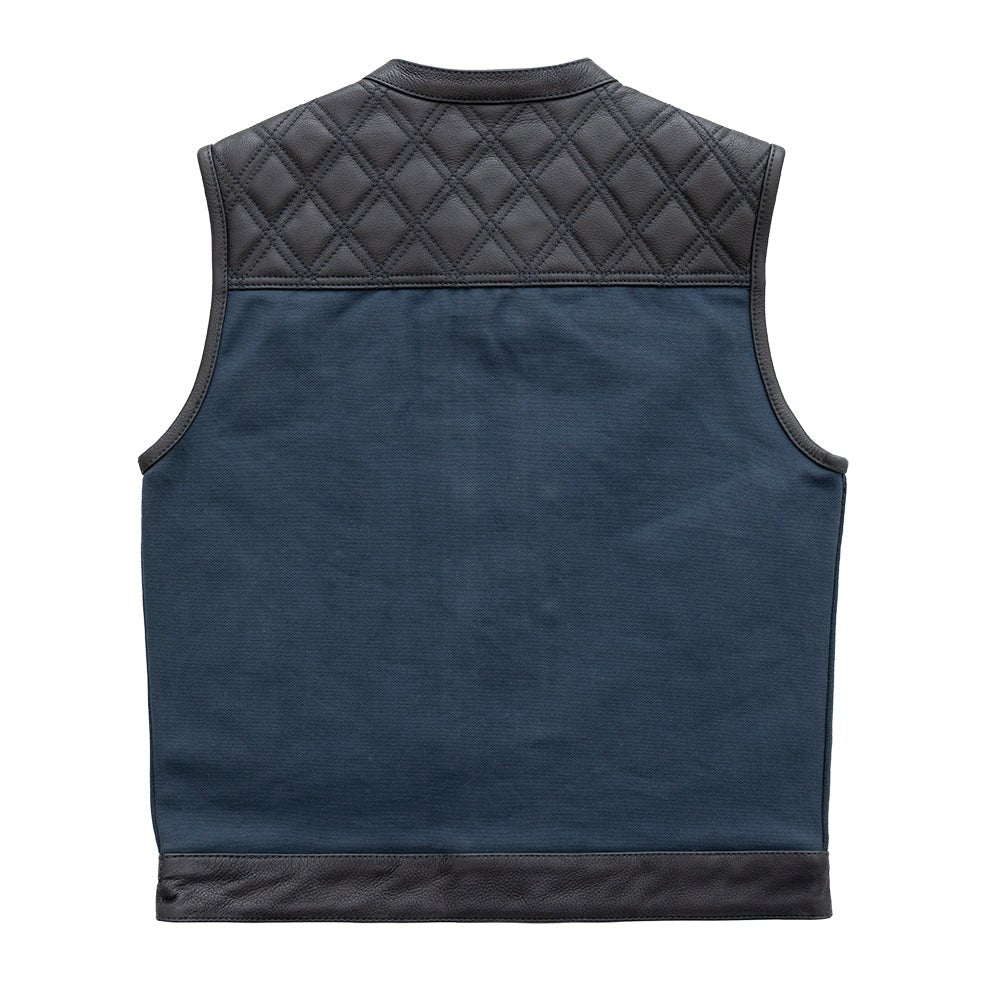 Hunt Club Motorcycle Leather Canvas Vest Blue image 1
