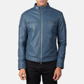 Gatsby Blue Leather Biker Jacket image 4