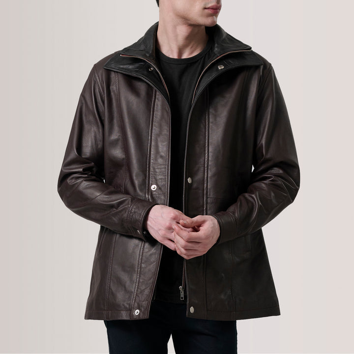 Connor Maroon Leather Coat image 4