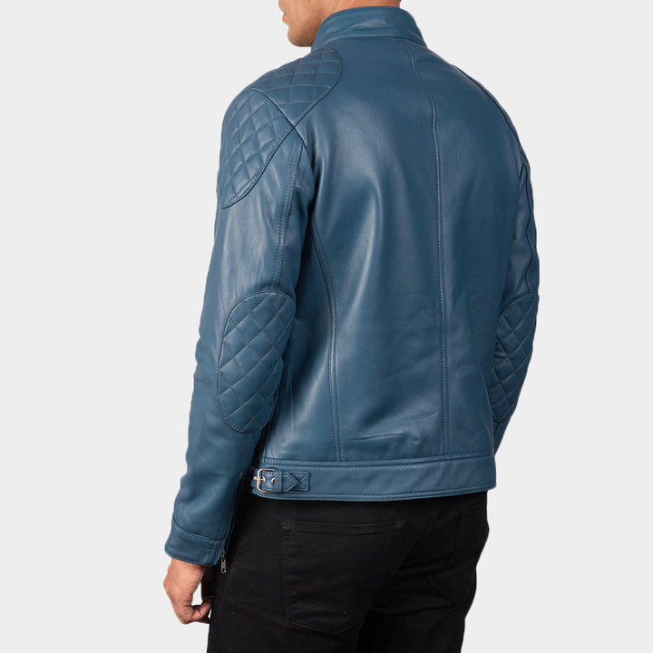 Gatsby Blue Leather Biker Jacket image 1
