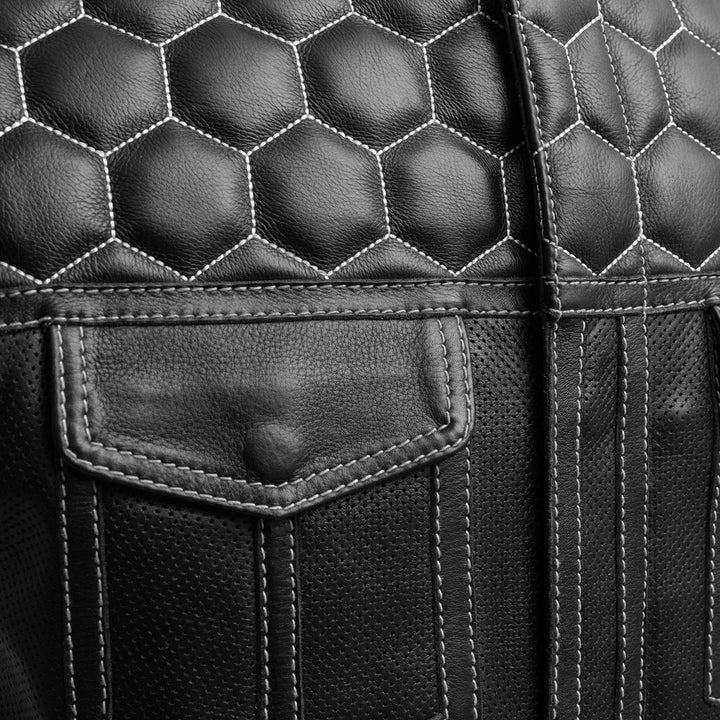Hornet Perforated Men's Club Style Leather Vest image 4