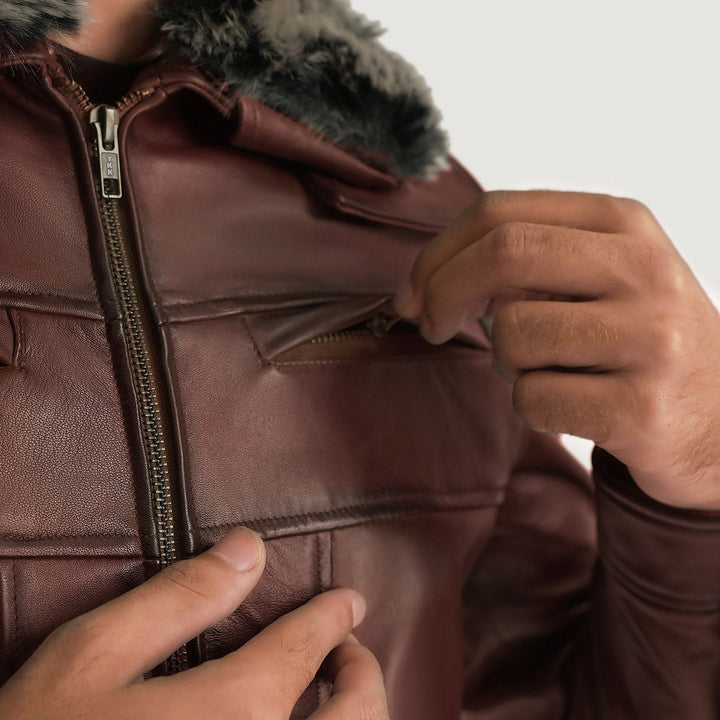 Evan Hart Fur Brown Leather Jacket image 4