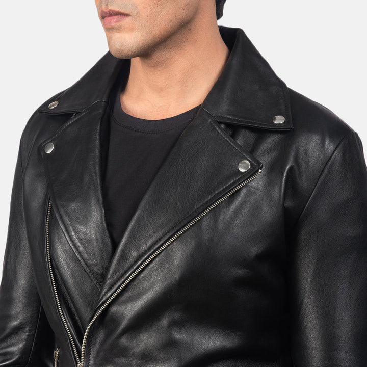 Noah Black Leather Biker Jacket image 2