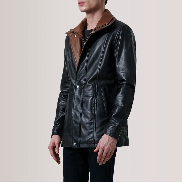 Connor Black Leather Coat image 2