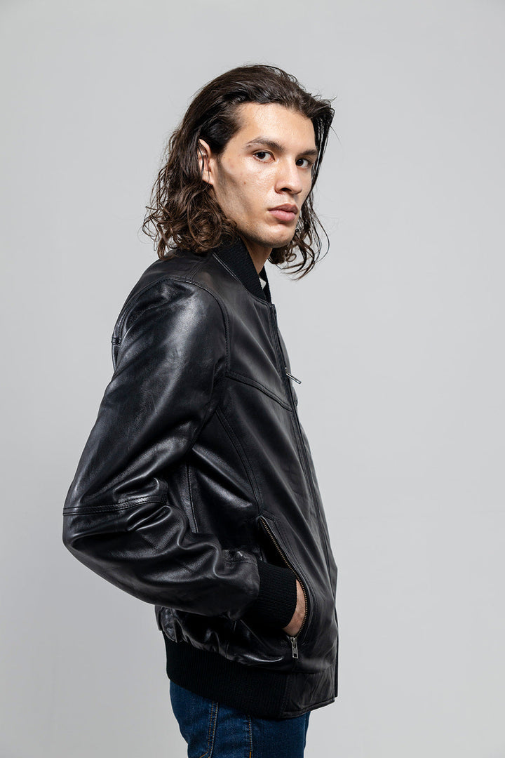 Aviator Mens Bomber Leather Jacket image 6