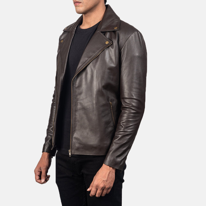 Noah Brown Leather Biker Jacket image 2