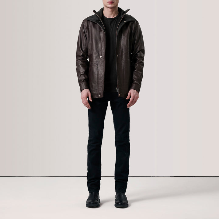 Connor Maroon Leather Coat image 3