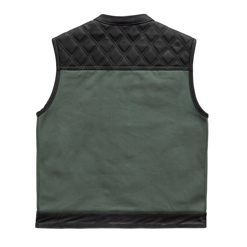 Hunt Club Motorcycle Leather Canvas Vest Green image 1
