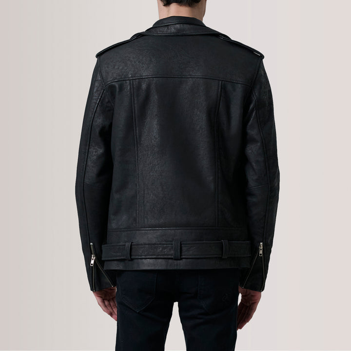 Kole Distressed Black Leather Double Rider Jacket image 2