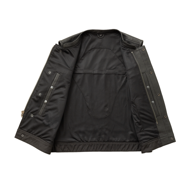 Sharp Shooter Perforated Men's Motorcycle Leather Vest image 3