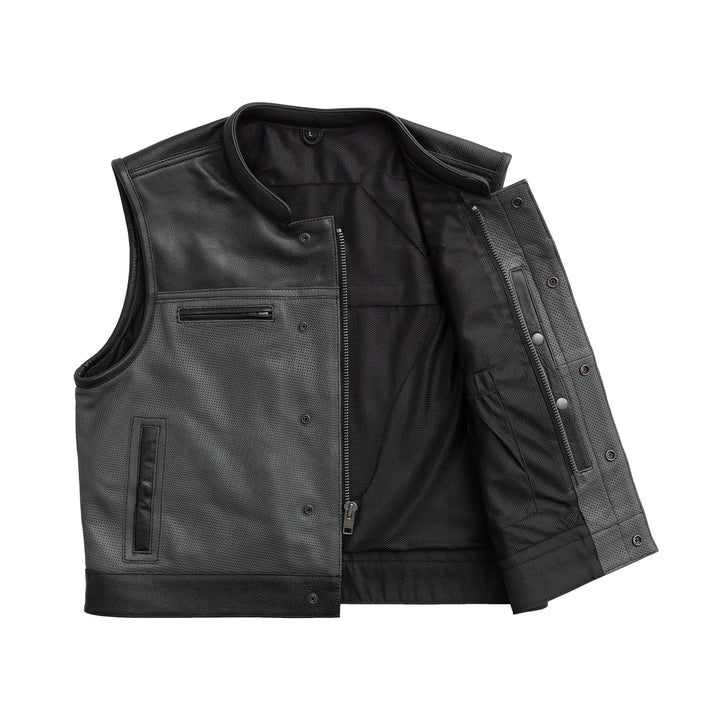 Two Tone Lowrider Perforated Men's Leather Vest image 2