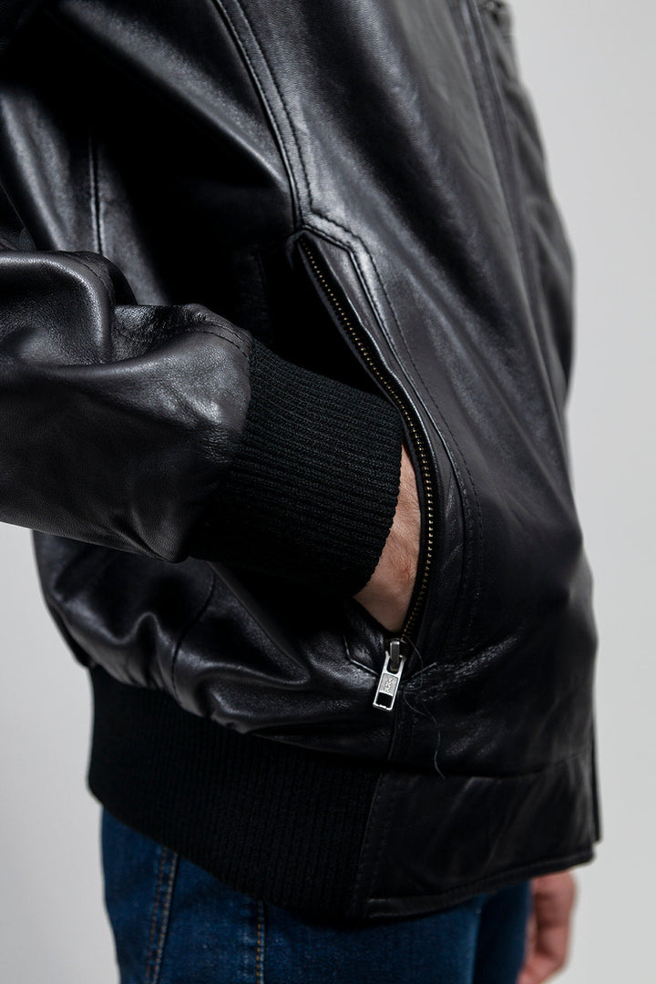 Aviator Mens Bomber Leather Jacket image 7