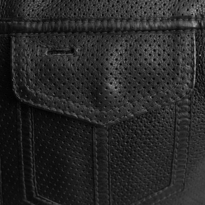 Lowside Men's Perforated Motorcycle Leather Vest image 3