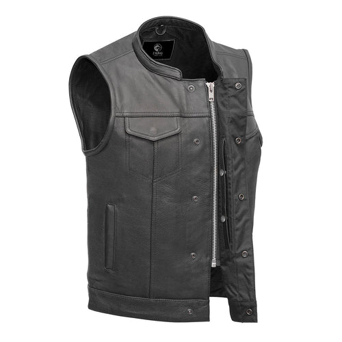 Blaster Men's Leather Motorcycle Vest — Fang Leather Co.