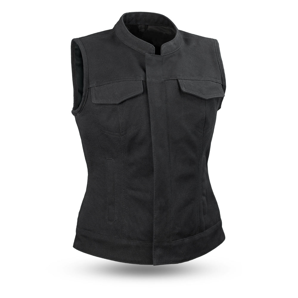 Ludlow Women's Motorcycle Canvas Vest — Fang Leather Co.