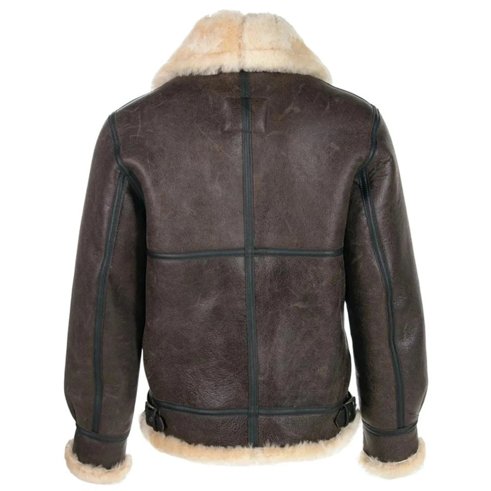 The Resident's Evil 4 Remake Leon Kennedy Men's Leather Jacket Sherpa Fur Brown