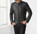 Men's Leather Jacket Black Crocodile Pattern Real Luxury Leather Jacket