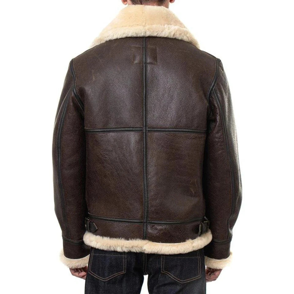 The Resident's Evil 4 Remake Leon Kennedy Men's Leather Jacket Sherpa Fur Brown