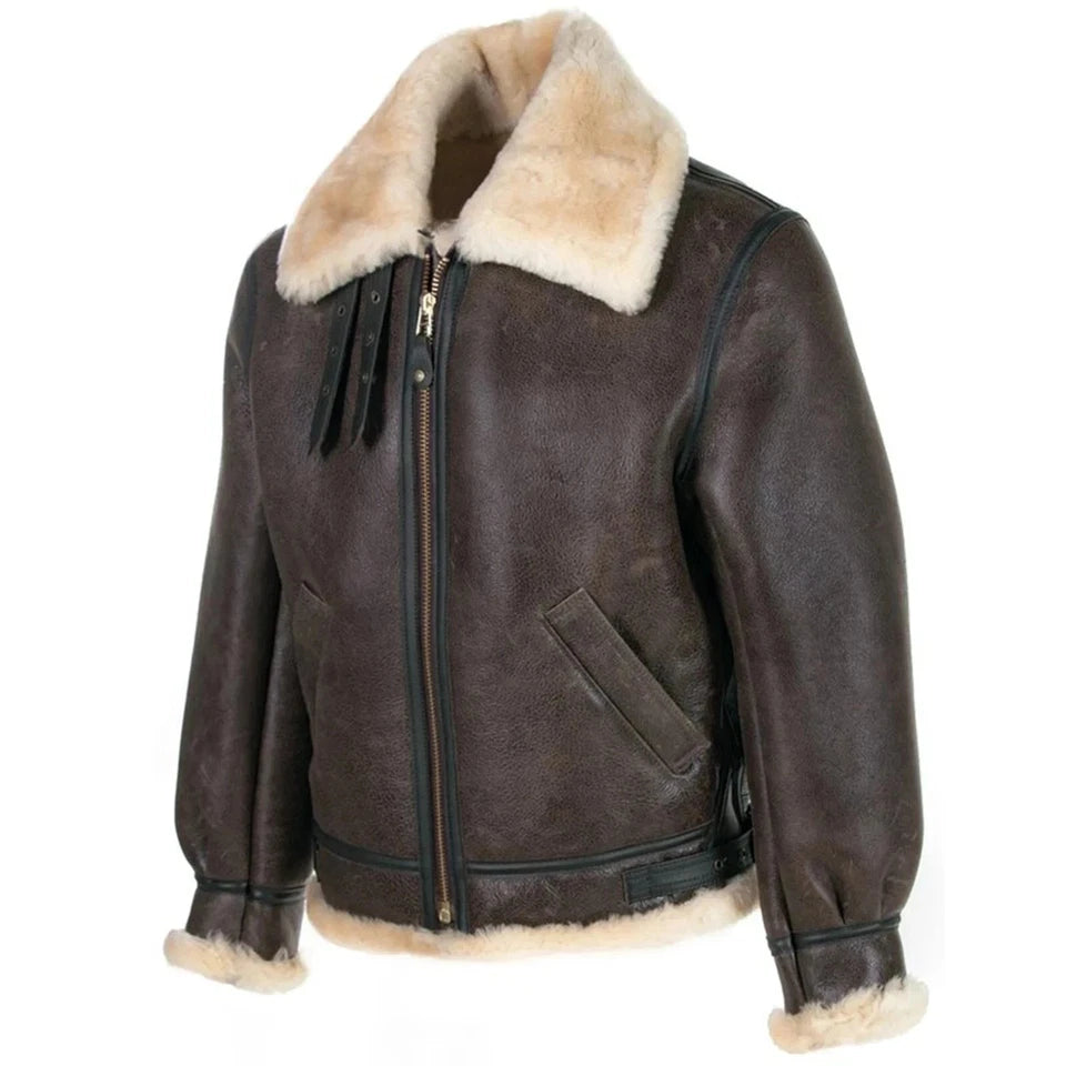 The Resident's Evil 4 Remake Leon Kennedy Men's Leather Jacket Sherpa Fur Brown
